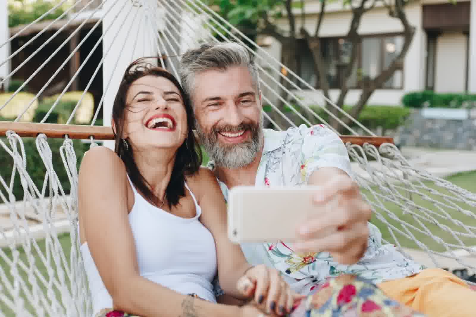 Happy couple hammock